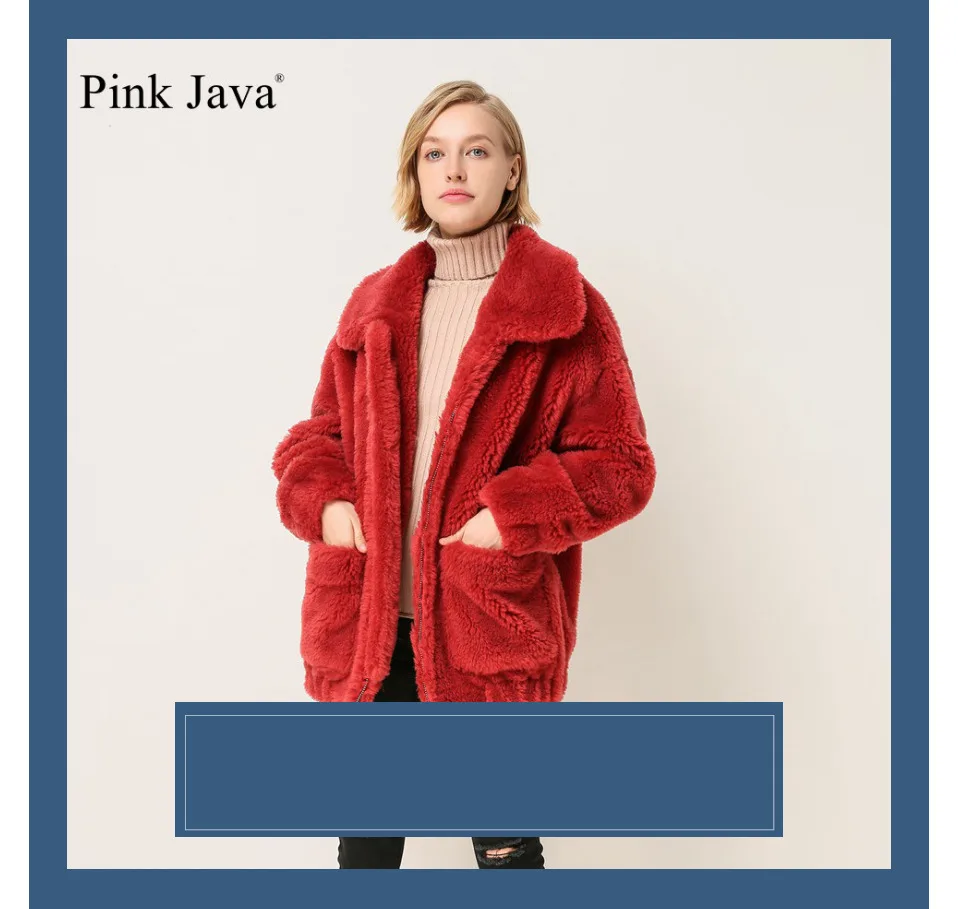 Sale PINK JAVA QC1867 new arrival free shipping real sheep fur coat  camel teddy coat over size winter women coat  dress fashion warm 6
