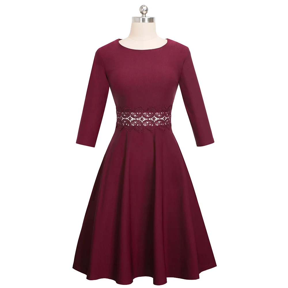Nice-forever Vintage Elegant Embroidery Floral Lace Patchwork vestidos A-Line Pinup Business Women Party Flare Swing Dress A079 154 Nice-forever Vintage Elegant Embroidery Floral Lace Patchwork vestidos A-Line Pinup Business Women Party Flare Swing Dress A079 154