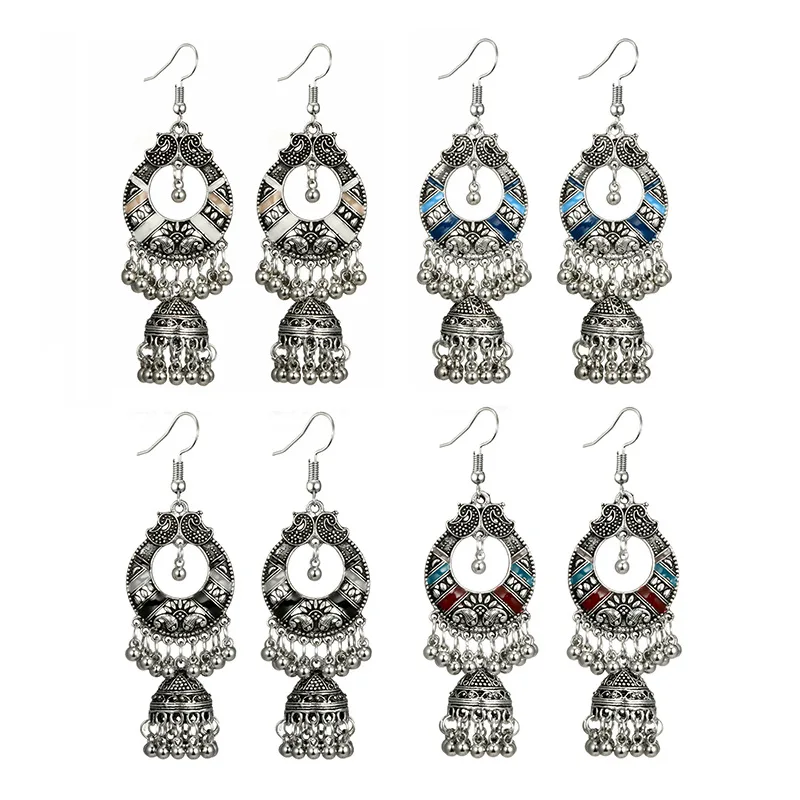 

fashion new Retro Bohemian Geometric Hollow-out Loop Earrings with Circular and Long Patterns for the women earrings