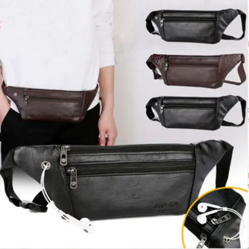 New Men Genuine Leather Cowhide Hip Belt Fanny Pack Waist Purse Sling Chest Bags