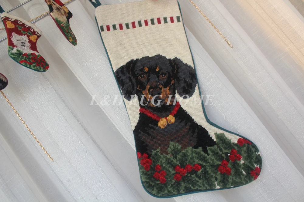 free-shipping-wool-handmade-christmas-gift-sock-needlepoint-vintage-hand-knotted-christmas-stocking-sock-28x43cm