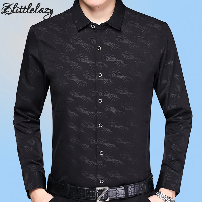 

2019 cotton slim fit long sleeve men shirt dress camisa social masculina blusas casual catkin mens shirts jersey clothing 72237