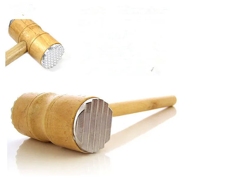 1PC New Wood Double Sides Stainless Steel Steak Pounder Meat Pounder Steak Hammer Cooking Tools OK 0499
