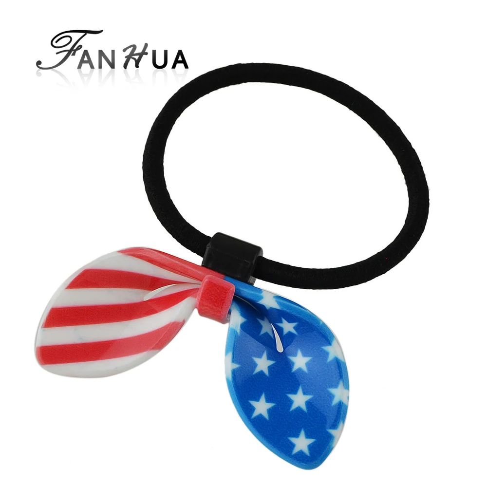 Fashion Plaits Hair Accessories Black Elastic Rope Bands Resin Leopard Flag Bowknot Decoration Headwear Women | Украшения и