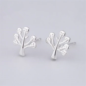 

KOFSAC New Fashion 925 Sterling Silver Stud Earrings for Women Party Cute Little Tree Ear Studs Earring Jewelry Girl Best Gifts