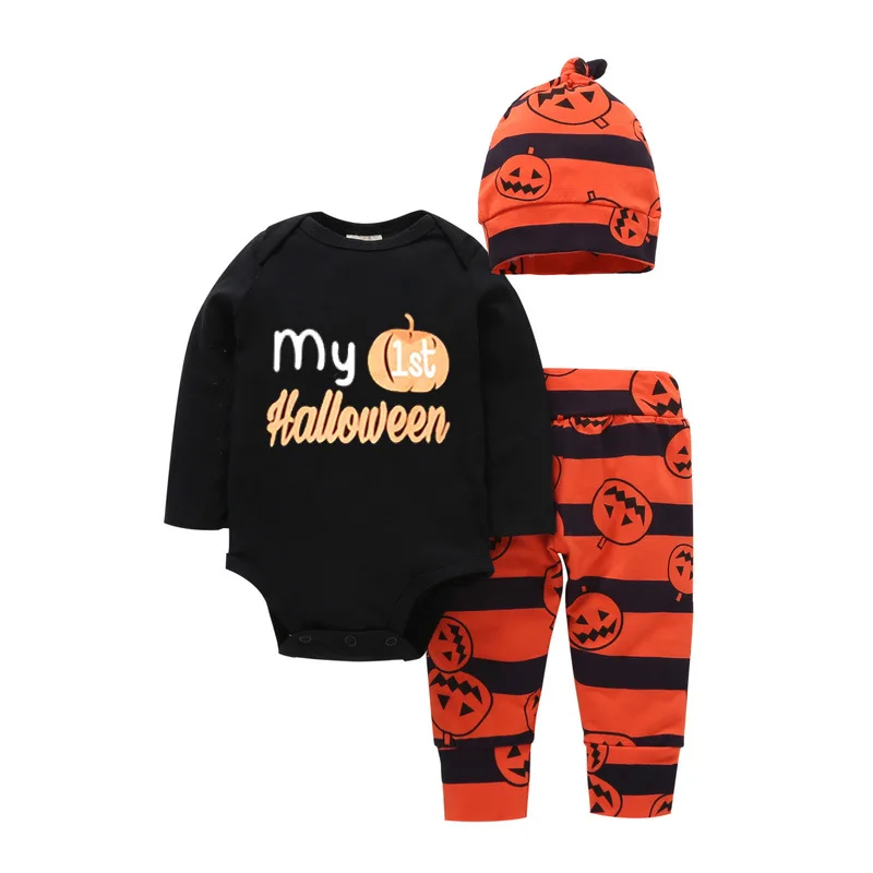 

baby boy girl 3pcs clothes set Bodysuit + Pant +Hat 95% cotton infant toddler bebe clothing spring autumn suit 6M-24M