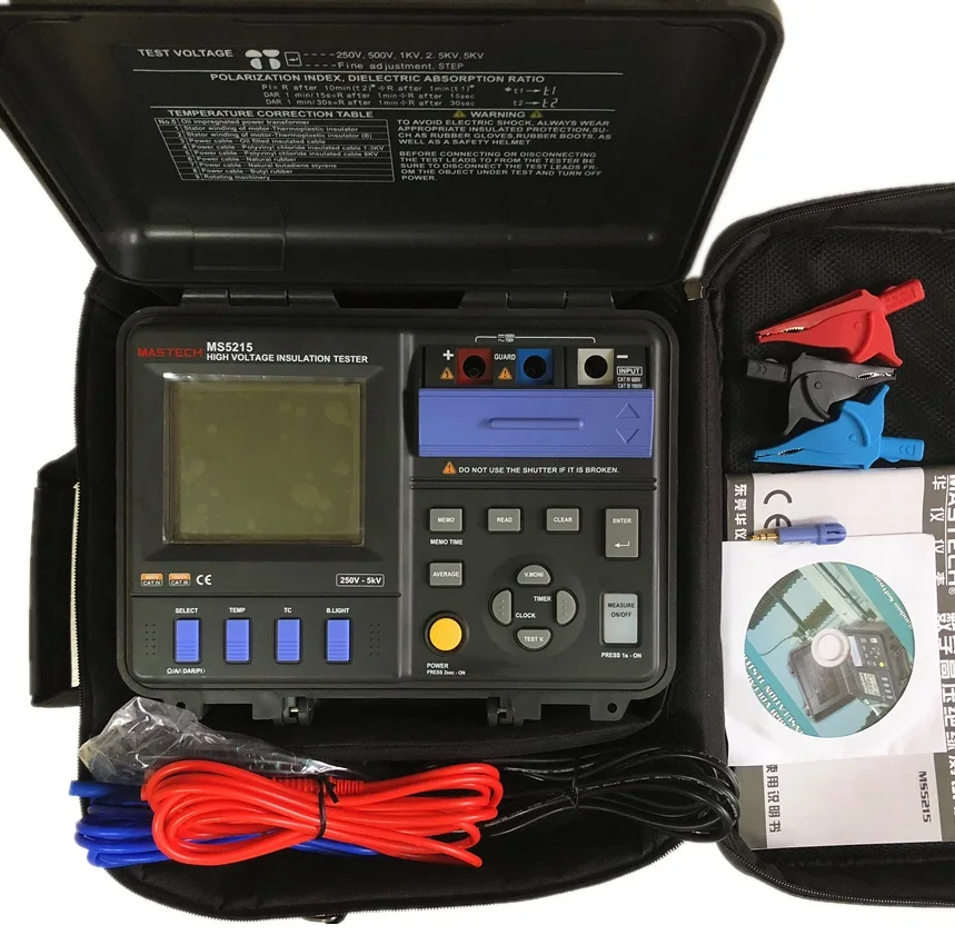 Цифровой тестер сопротивления изоляции MASTECH MS5215 высокого напряжения Мегаомметр