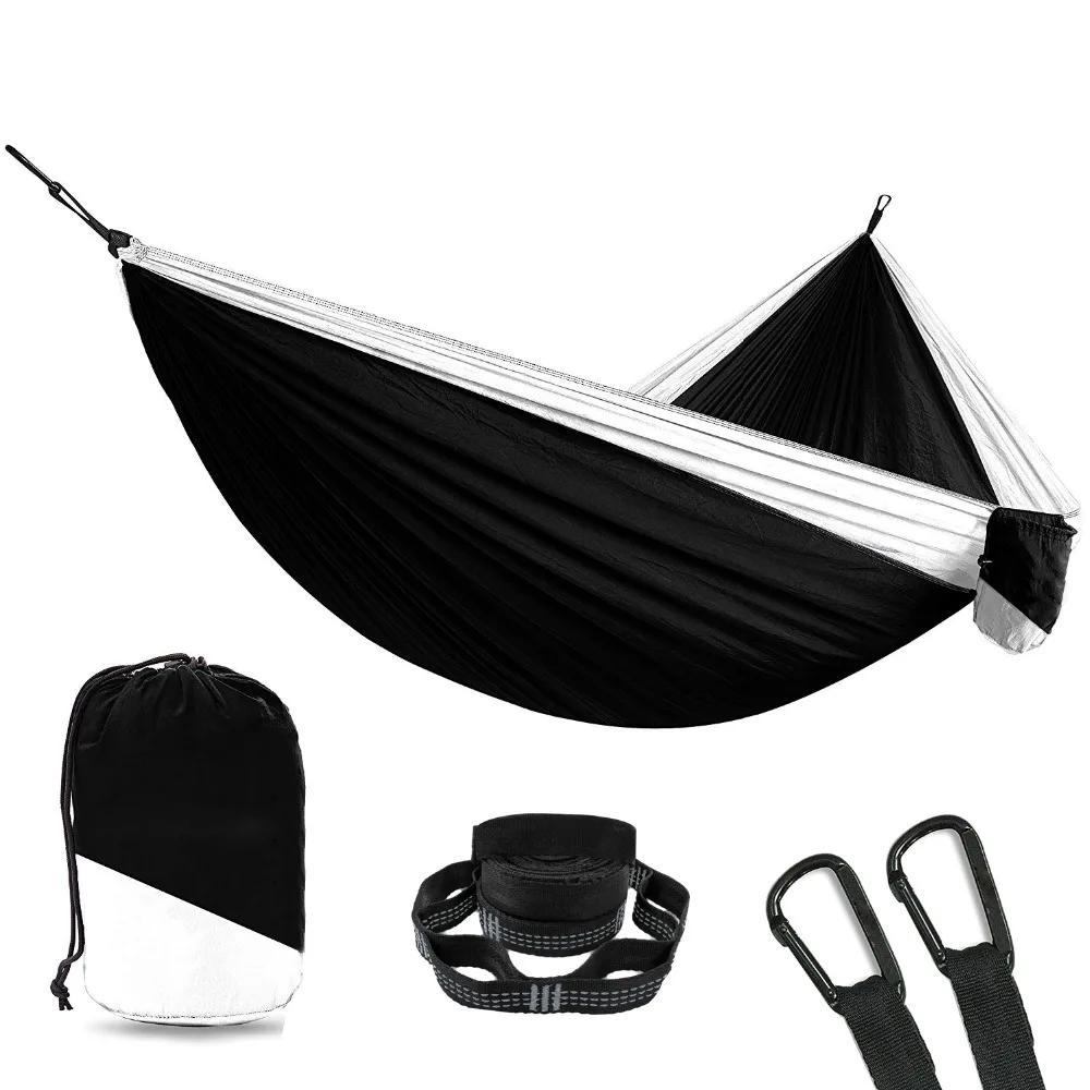 

2 Person Double Camping Hammock With 2pcs Tree Straps Nylon Portable Hamac Heavy Duty Holds for Sitting Ultralight Hanging Chair