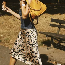 Женский топ шелковая пятнистая Маргаритка с принтом эластичная высокая Талия Русалка миди юбка