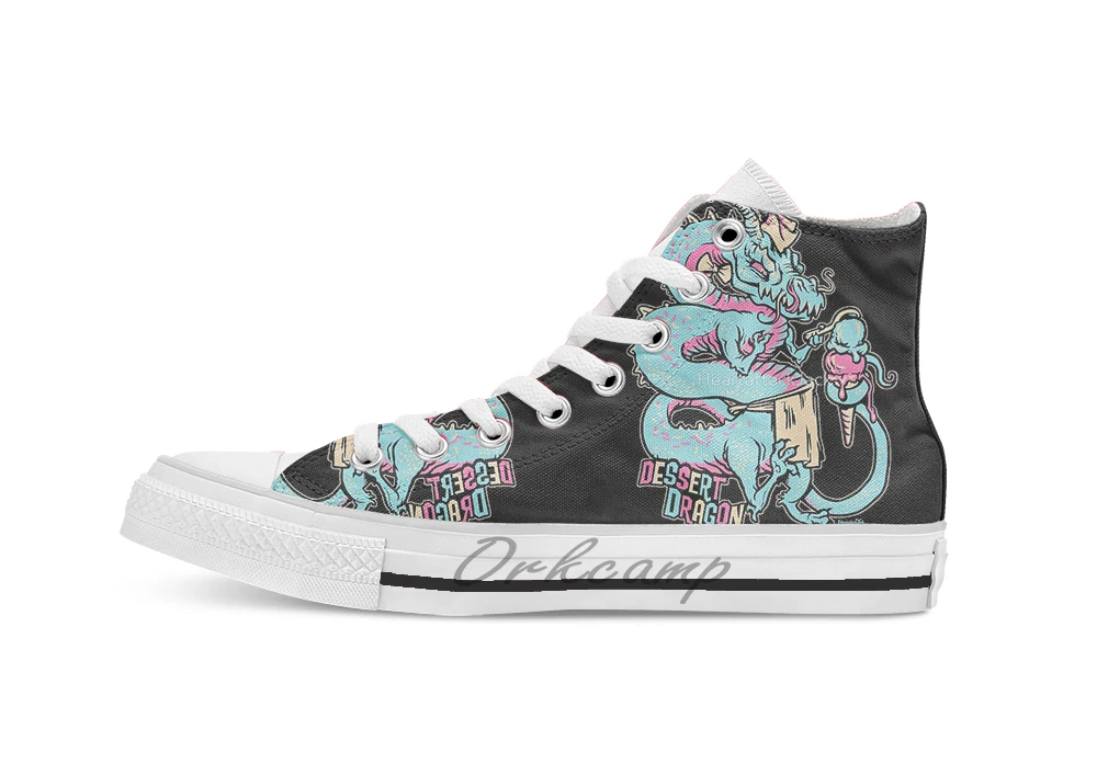 

Dessert Dragon Unisex High Top Canvas flat Casual Custom shoes Drop Shipping