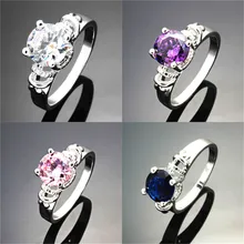 Wholesale Engagement Party Ring 2016 New Fashion Crystal Rhinestone Crown Ring For Women Cute Elegant Luxury Sliver Plated Party