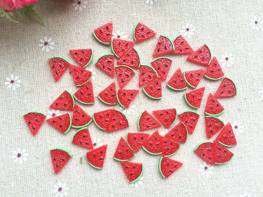 Бесплатная доставка! Мини фруктовые кусочки из смолы Арбузные плоские для