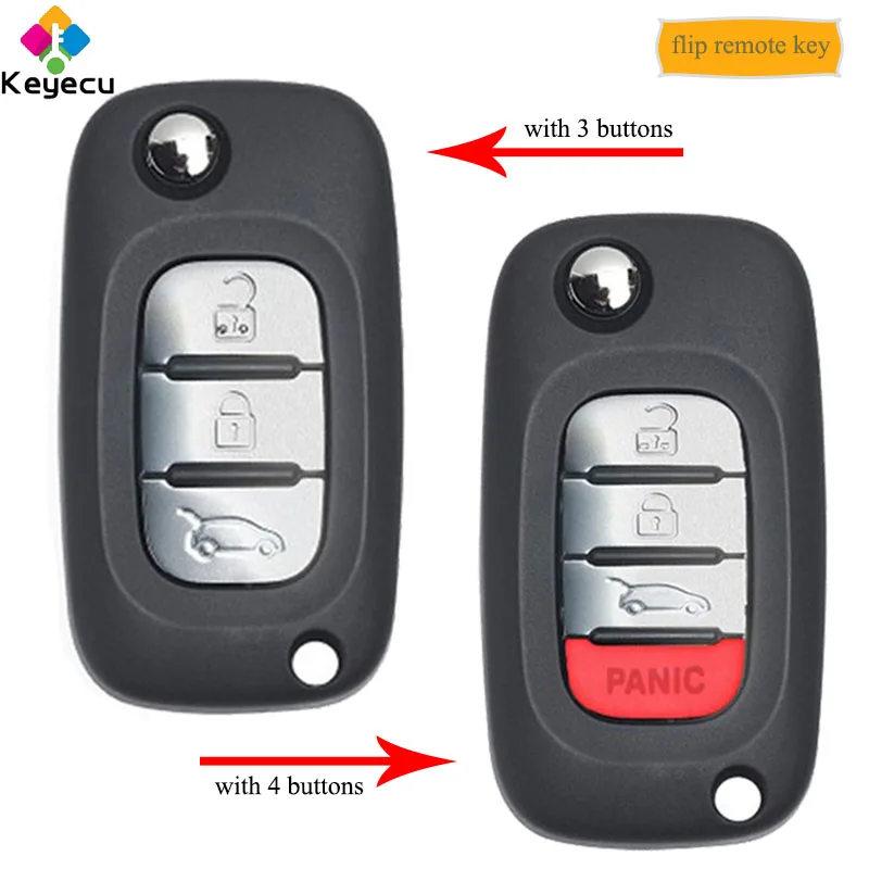 

KEYECU OEM Flip Remote Car Key With 3/ 3+1/ 4 Buttons & 433MHz & 4A Chip - Fob for Benz Smart Fortwo 453 Forfour 2015 2016 2017