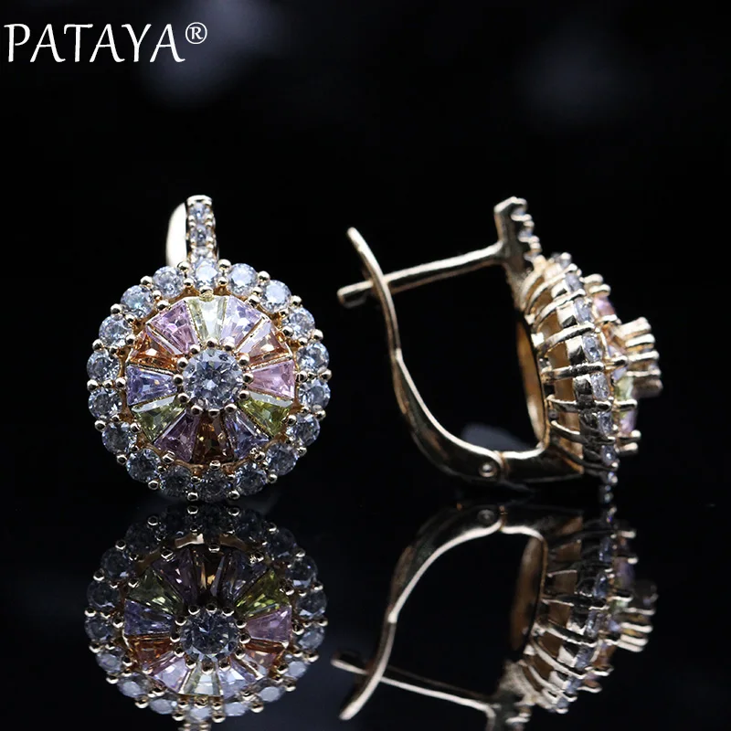 PATAYA New Original Design 585 Rose Gold Luxury Micro-wax Inlay Natural Zirconia Dangle Earrings Women Wedding Earring Jewelry - Image 4