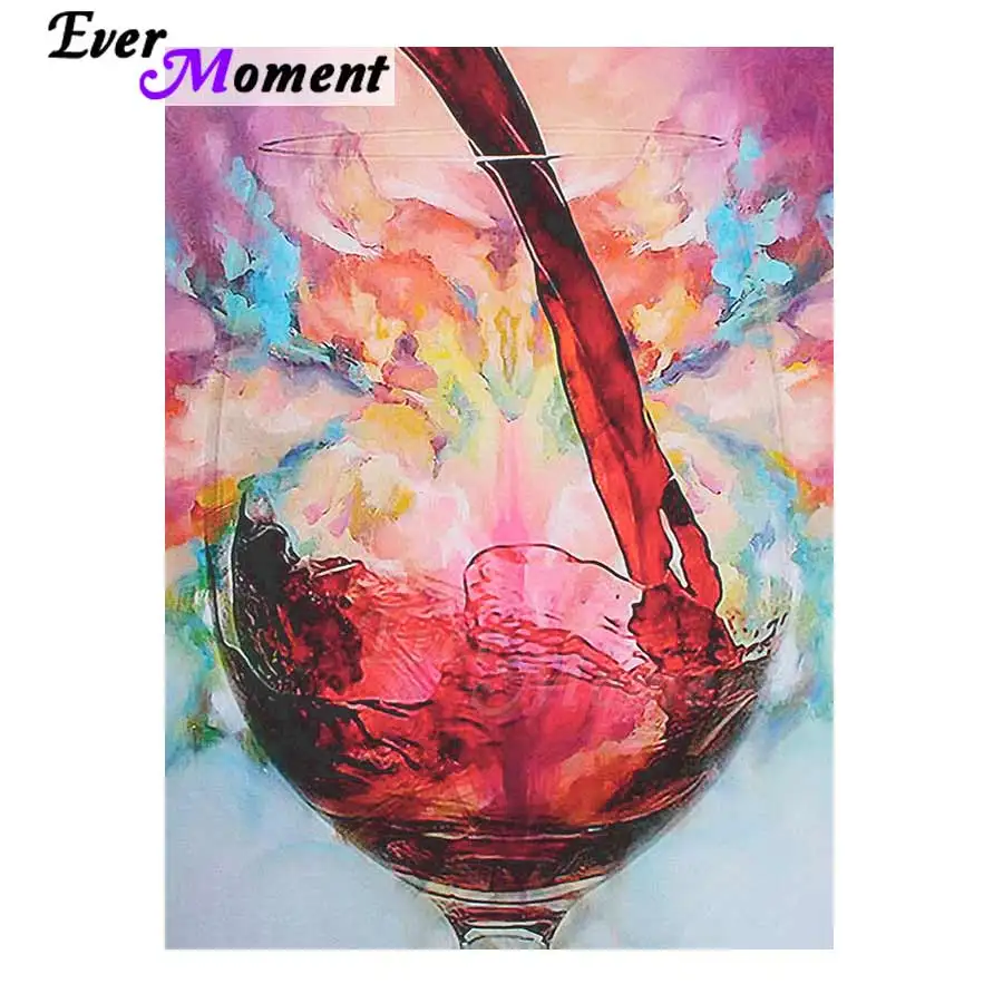 

Ever Moment Diamond Painting Picture Of Rhinestone Mosaic Wine Glass Full Square Drill Diamond Embroidery Decoration Home 3F637