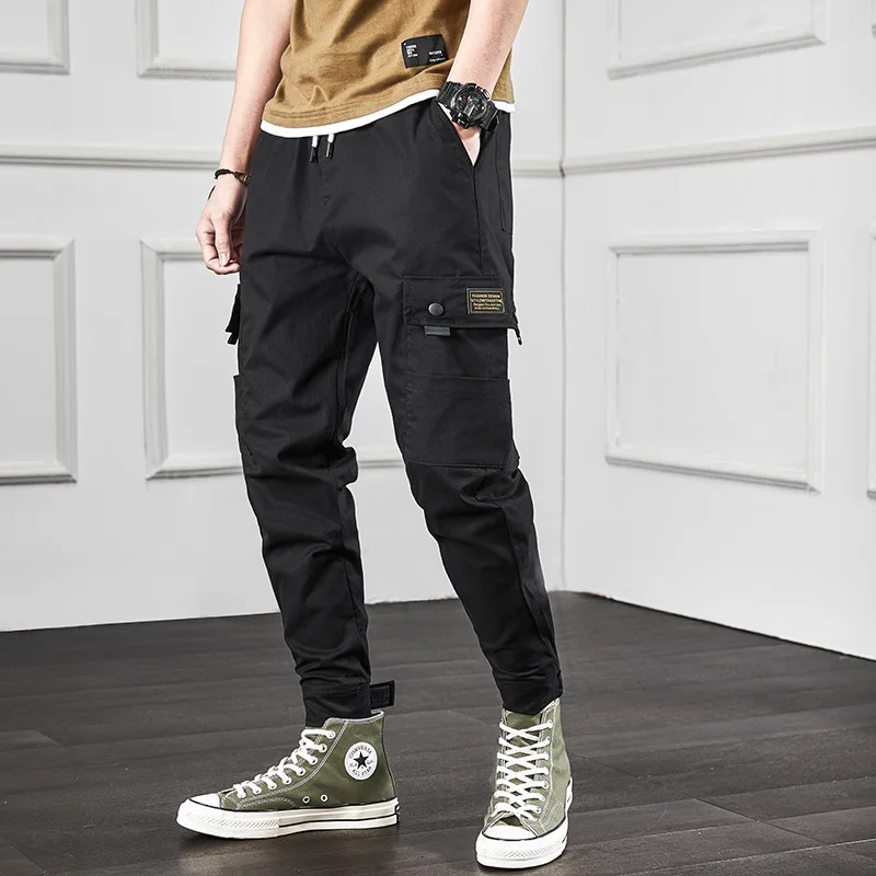 

Japanese Style Fashion Men Casual Pants Loose Fit Big Pocket Cargo Pants hombre Summer Style Streetwear Hip Hop Jogger Pants Men