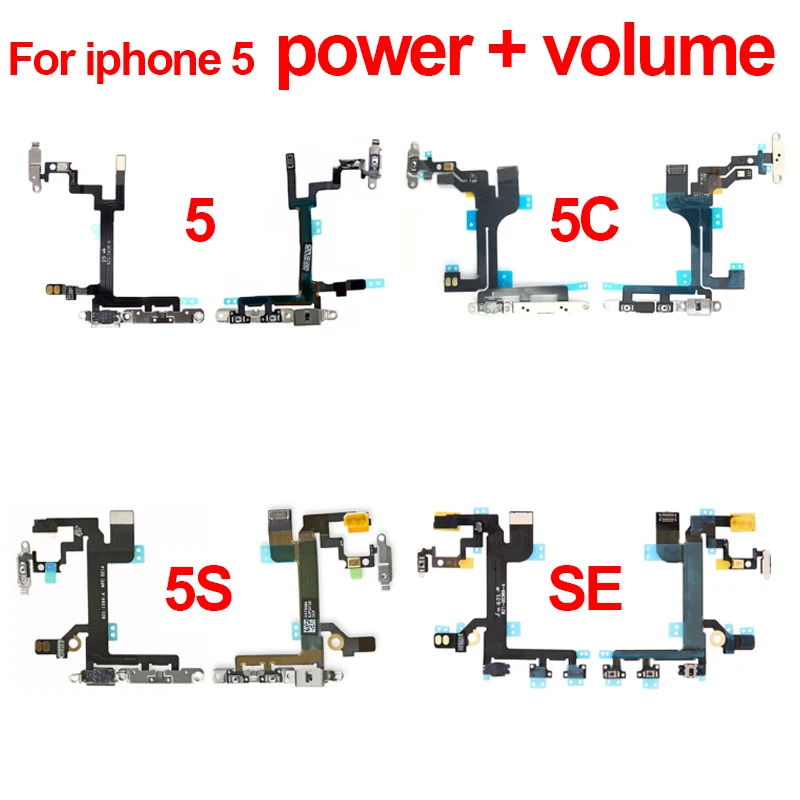

Genuine new silent mute & power & Volume flex cable For iPhone 5 5S 5C power on/off & volume switch Ribbon Flex Cable parts