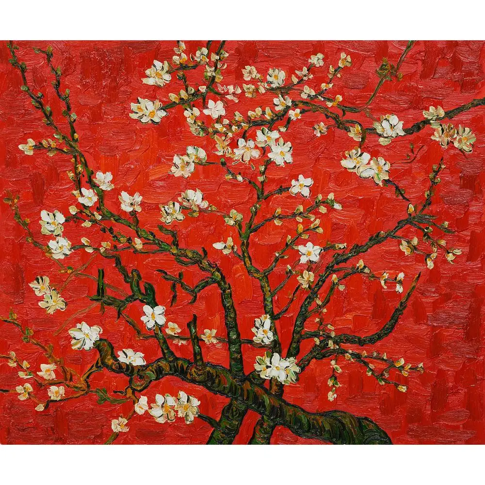 

Handmade oil painting reproduction of Vincent Van Gogh Branches Of An Almond Tree In Blossom in Red Living room decor