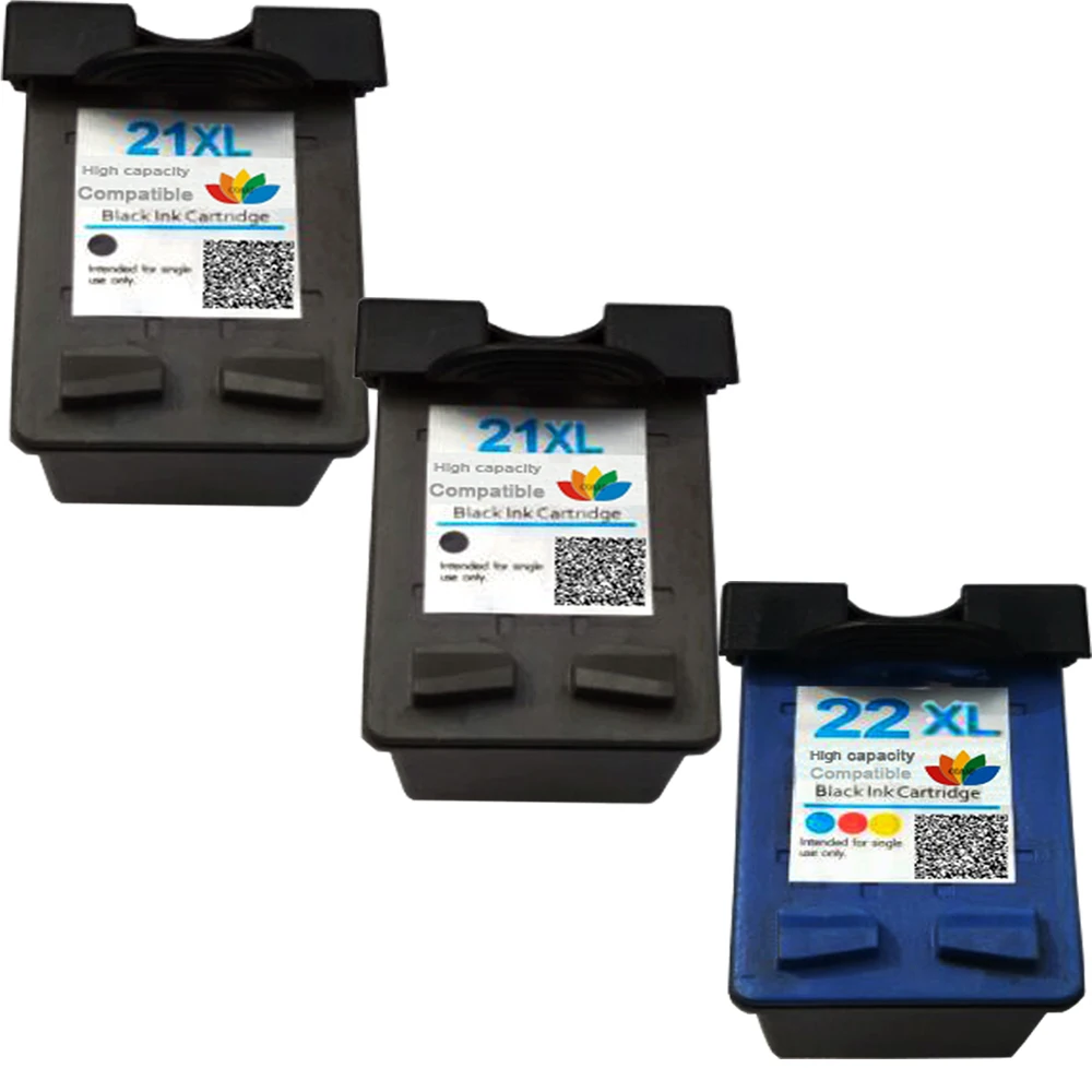 3 pack Refilled ink cartridges for HP 21 22 HP21XL HP22XL for Deskjet