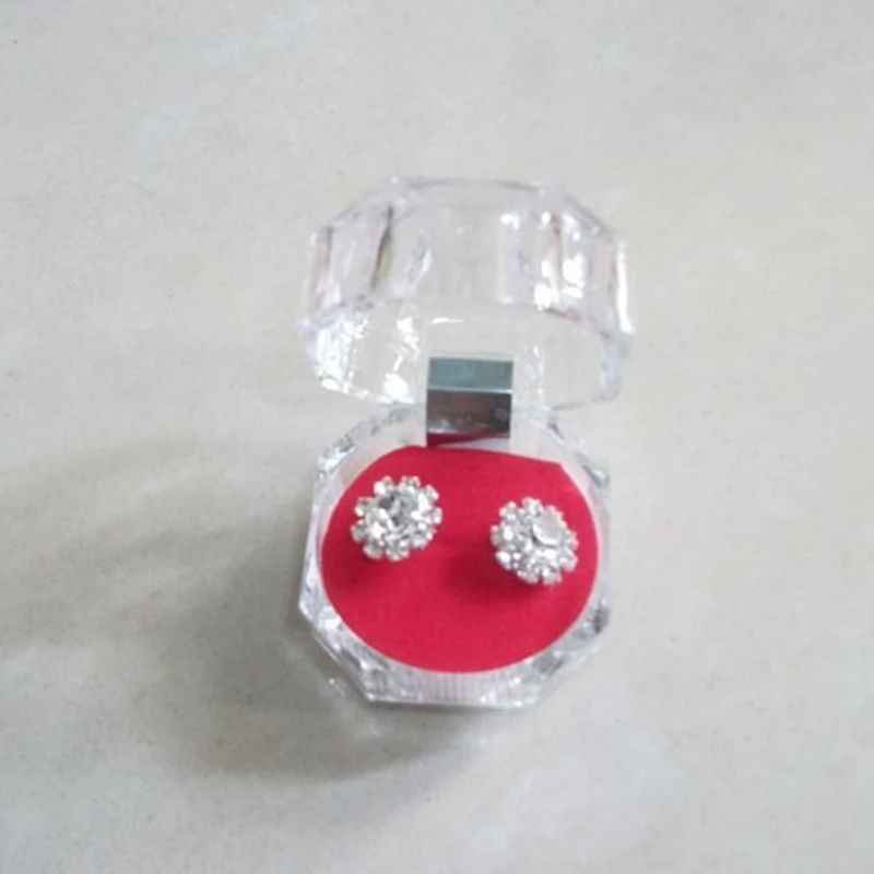 

Transparant Plastic 8 Angles Gift Boxes Carrying Display Cases Jewelry Packaging for Earrings & Rings Diameter 3.5cm