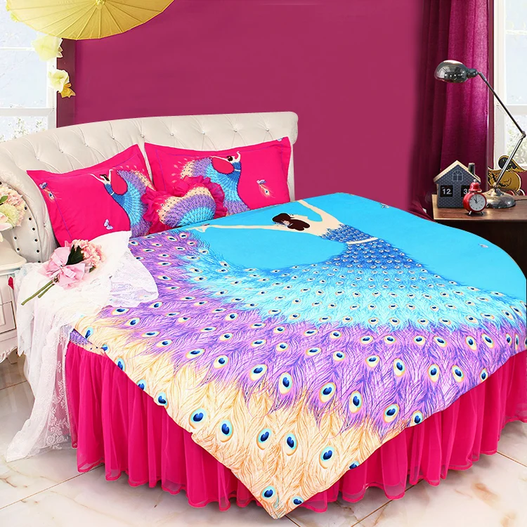 Sale Round Bed Chinese Style Wedding rosy Bedding sets SuperKing 9Ft Dancing Girls Home MARRY DuvetCover Bedskirt Set Round Bedding 68