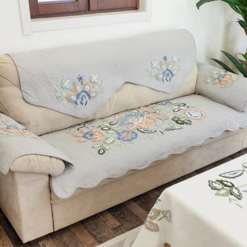 Tarohome Artificial Embroidery Sofa Pad For Living Room Nonslip Sofa