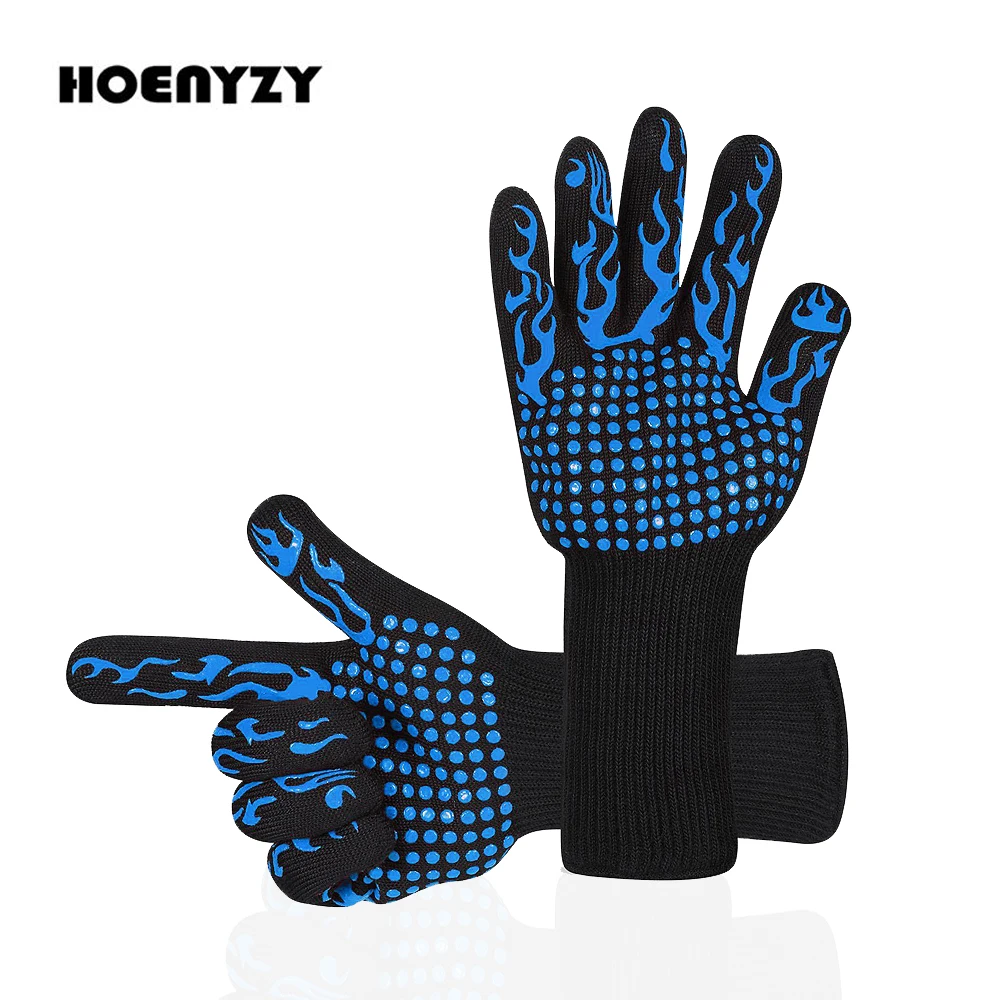 

1Pair Fire Insulation Safety Gloves 500 Centigrade Heat Resistant Aramid Glove Aramid Grill BBQ Glove Oven Kitchen Glove 4 Color