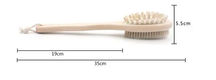 Новинка, натуральная Длинная Деревянная деревянная щетка для тела, массажер для ванны, душа, спины, Спа скруббер, двухсторонняя Массажная щетка для ванной, горячая распродажа