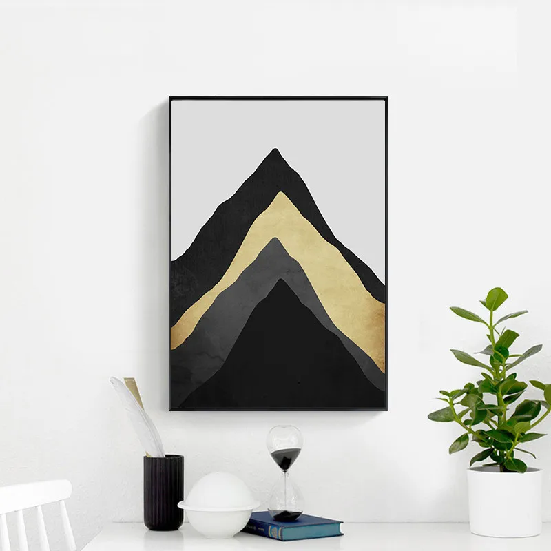 Abstract Mountain Moon Art Geometric Figures Painting  Canvas Paint Wall Pictures Bedside Posters Living Room Decor Unframed