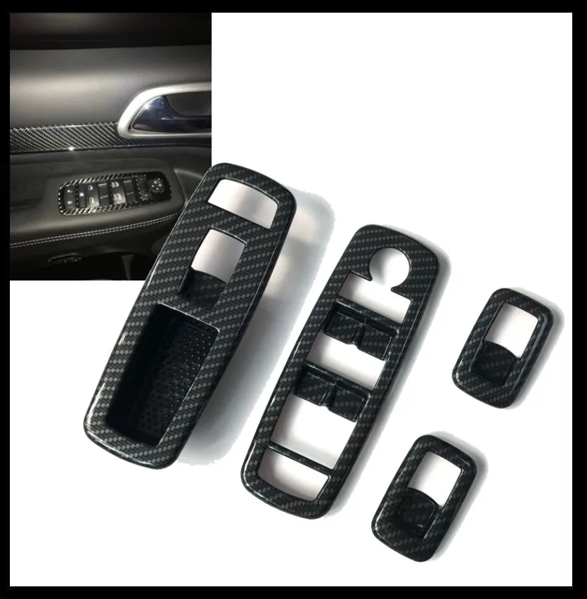 

Window Switch Key Decorative Frame Carbon Fiber Four-piece Set For Grand Cherokee WK Style