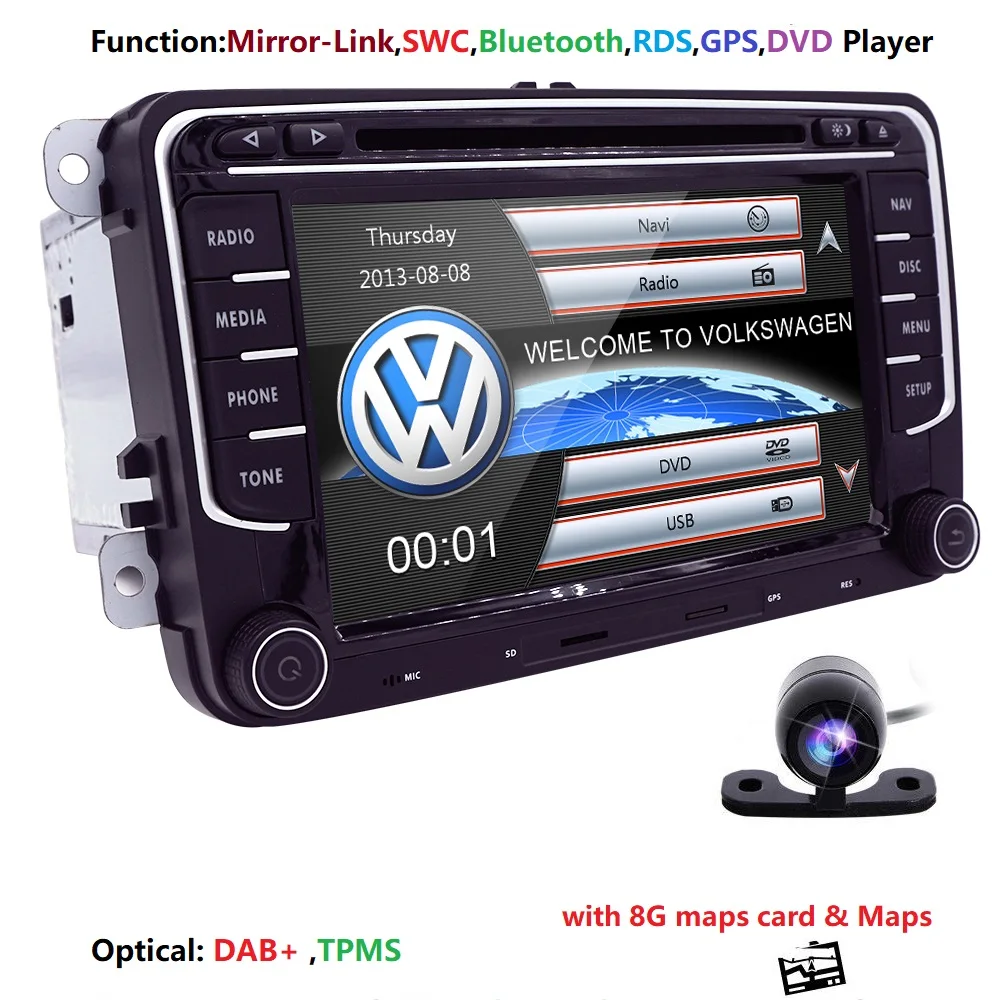 

2 din AutoRadio Car DVD Player for VW PASSAT B6 B5 Volkswagen SKODA OCTAVIA 2Golf 5 6 POLOJETTA TIGUAN Seat Leon Gps Audio NAVI