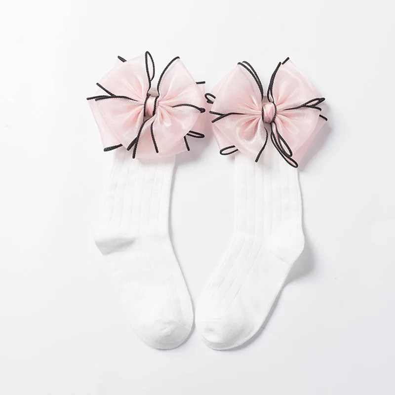 Модные детские носки с бантом, носки для маленьких девочек, Хлопковые гольфы для малышей, гетры для малышей, носки для малышей, Sokken