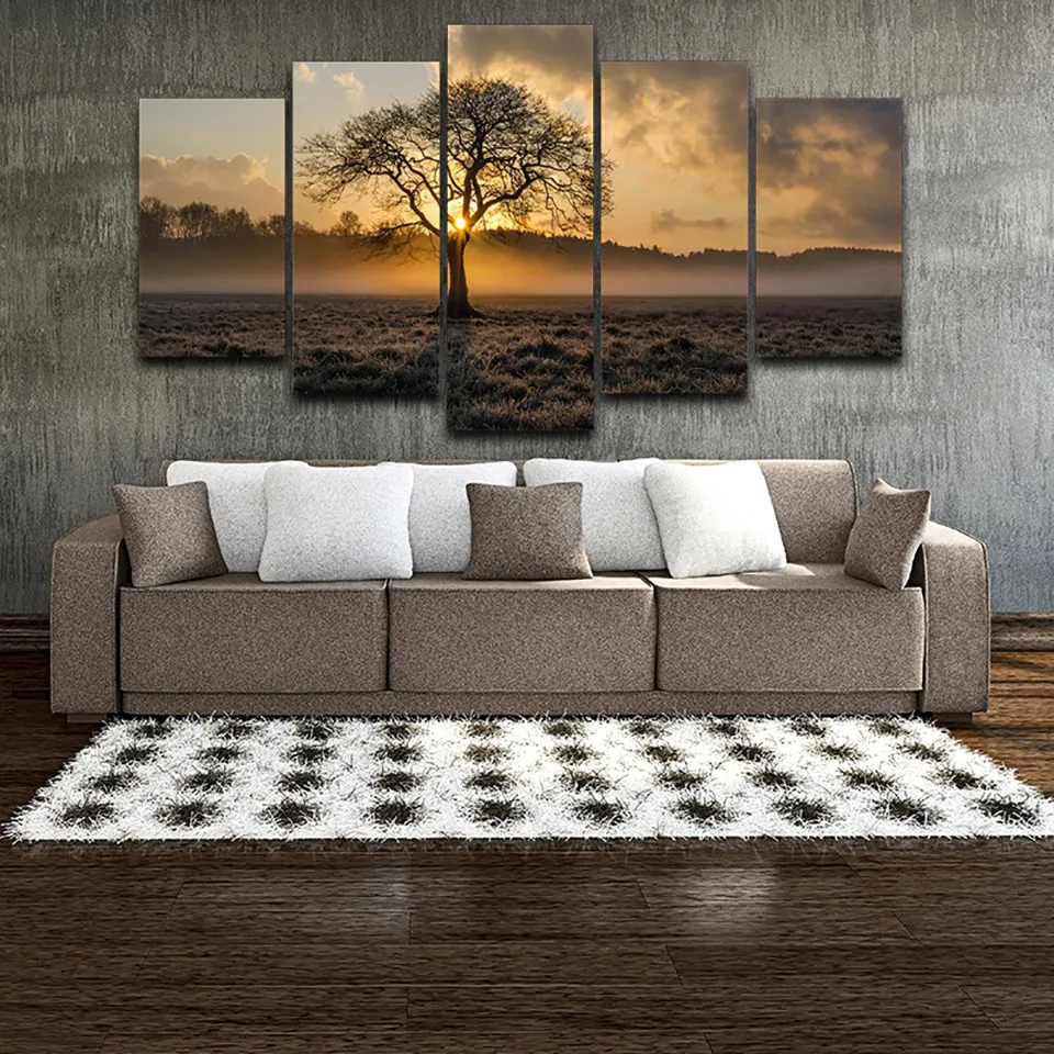 

Canvas Art Prints Poster Wall Modular Picture Home Decoration 5 Panel Tree Landscape Living Room Modern Paintings Artwork