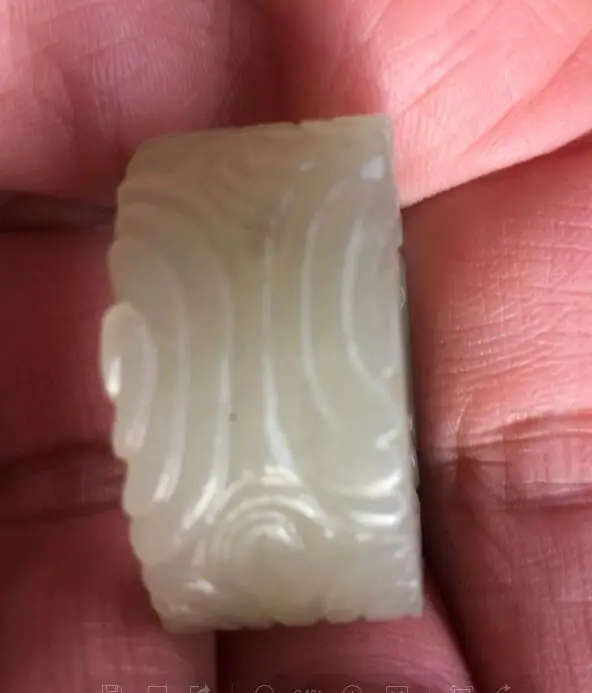 

Free shipping antique Chinese Natural white hetian yu Hand carved fine stone hand carved ring