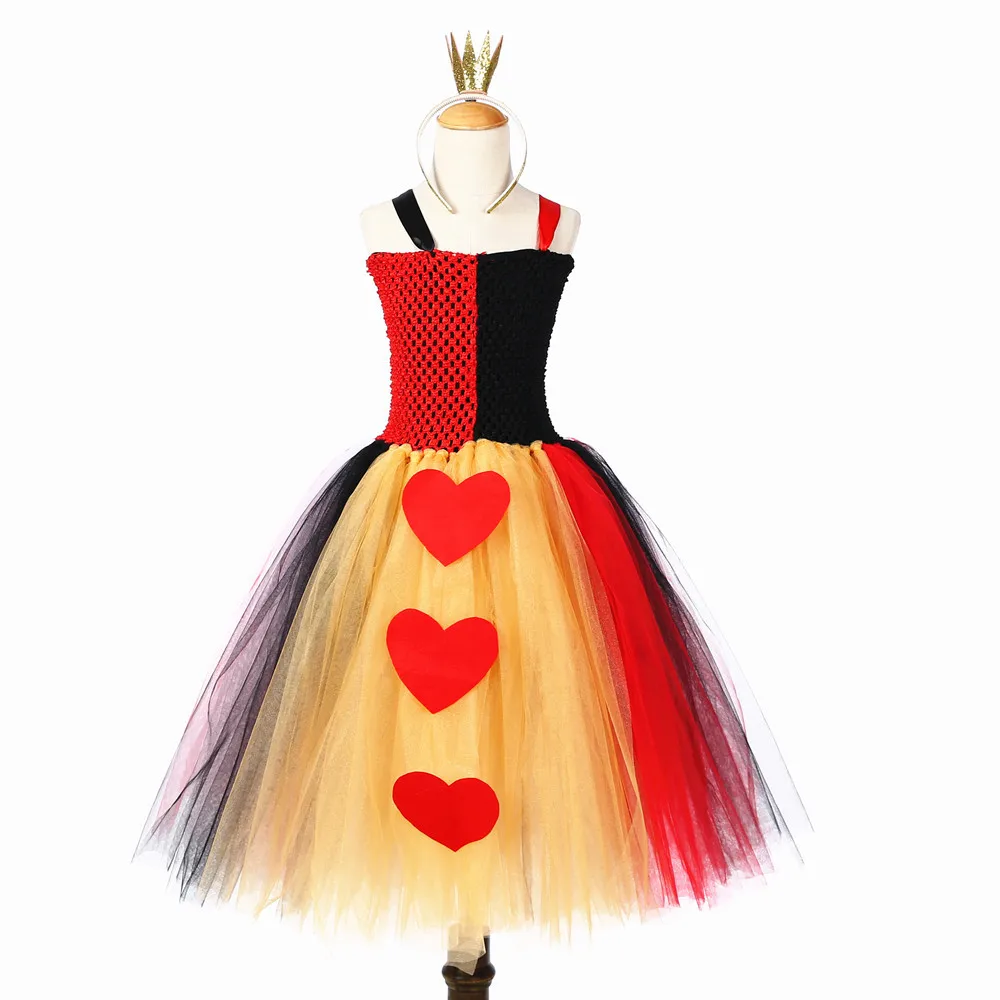 

Alice in Wonderland Baby Dress Outfit Christmas Queen of Heart Party Dress for Girl with Crown Princess Ankle Length Kids Dress