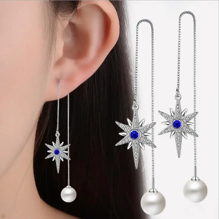 

New Imitation Pearl Earrings for Women Asymmetric Design Long Earrings Dating Party Wedding Fashion Jewelry Accessories CEL2202