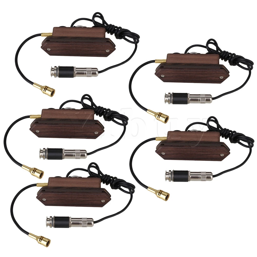 

Yibuy 5x Wooden Acoustic Guitar Dual Coil Soundhole Pickup with Microphone