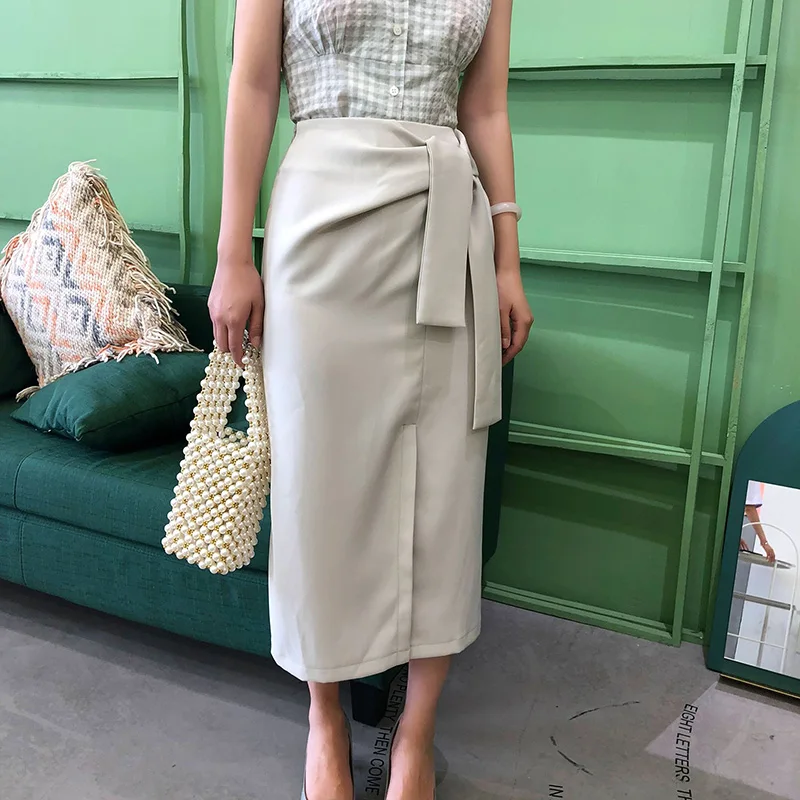 Dream Trend 2018 skirt summer women solid elegant high waists loose casual skirts Asymmetrical design Skirts