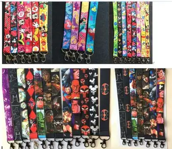 

100 Pcs avengers cartoon Mickey Minnie princess mix Neck Straps Lanyards ID Card,Key Condole belt Mixed party gifts