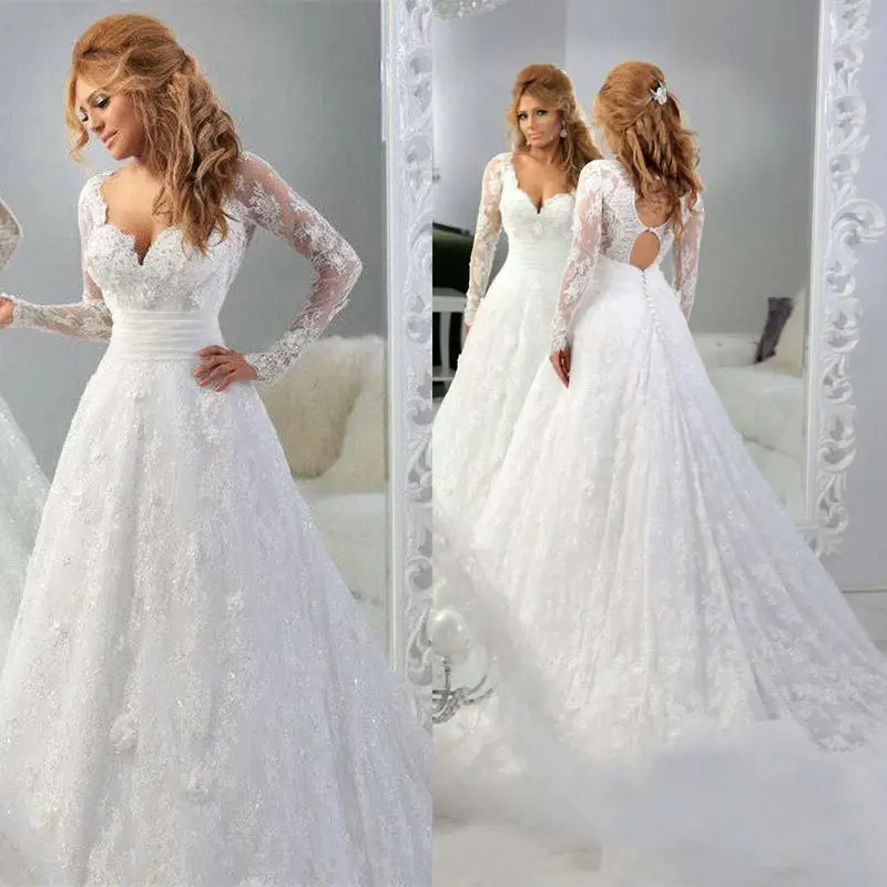 Square Neck Lace Wedding Dress