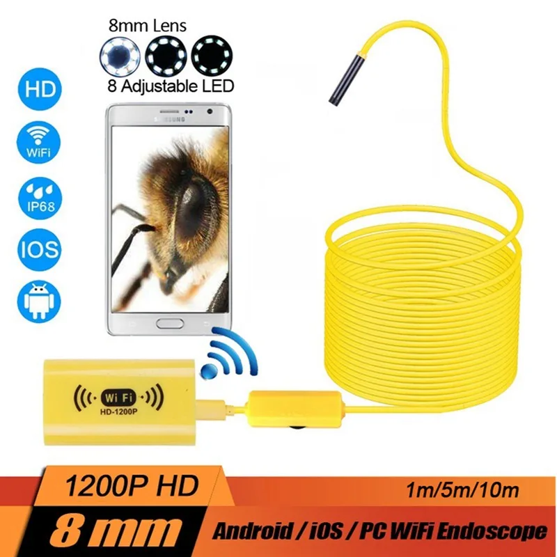 VicTsing 1m WiFi Endoscope Camera Wifi Soft Cable IP68 Waterproof 8 LED Inspection Camera 16001200 HD Camera for iPhone Android (4)