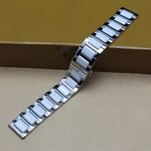 Прочный высококачественный керамический ремешок для часов с металлическим браслетом из нержавеющей стали белого и черного цвета для часов с бриллиантами 16 мм 18 мм 20 мм Лидер продаж