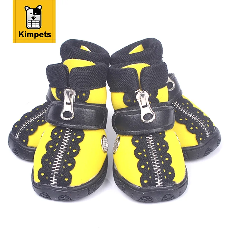 KIMHOME PET 2 Pairs/lot Dog Zipper Walking Shoes Pet Breathable Lace Boots Dog Sport Shoes Anti