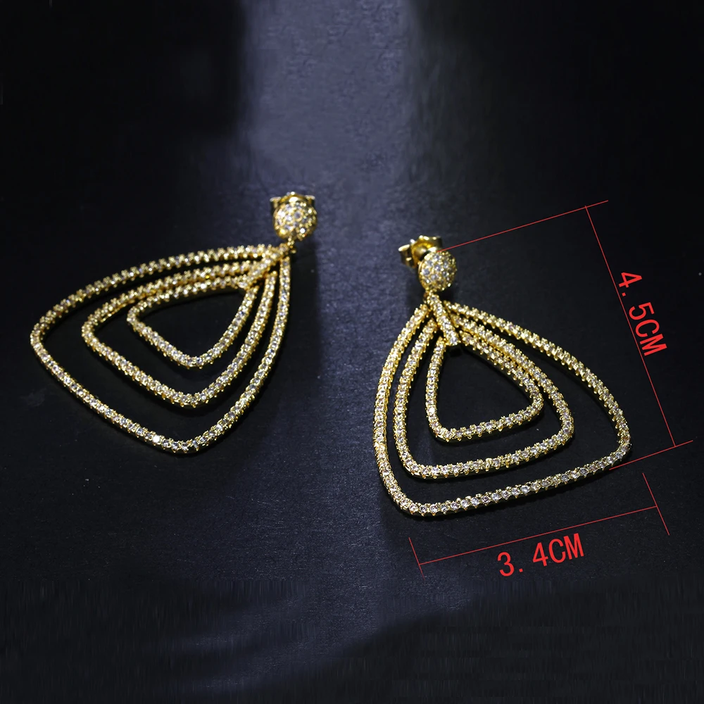 Fashion jewelry large accessories Clear crystal brincos de festa joyeria Trendy Dropshipping Triangle big Earrings for women