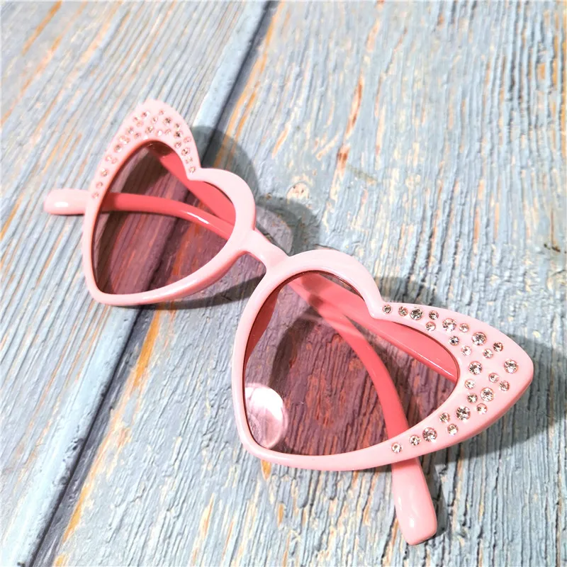 children's love sunglasses baby sunglasses children's peach hearts boys girls diamond sunglasses lovely glasses FML