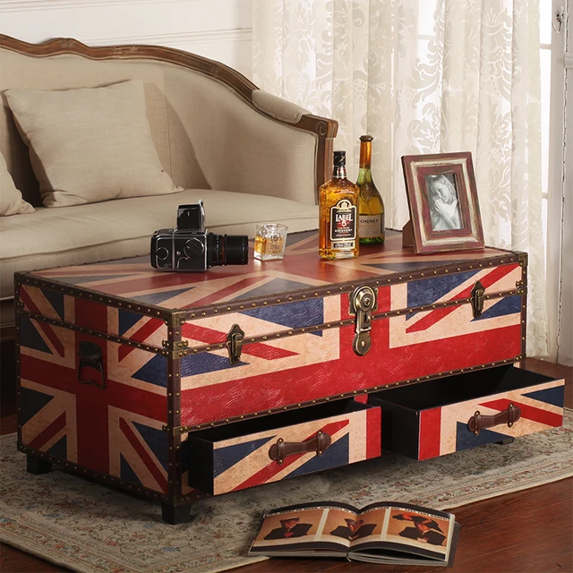 European Retro Union Jack Coffee Minimalist Modern Table European Retro Union Jack Coffee Minimalist Modern Table Small Apartment Hotel Clubs Storage