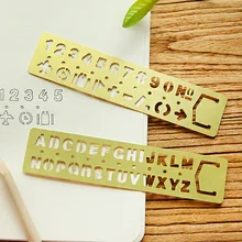  Vintage Brass Ruler Metal copper Bookmark Straight ruler for Traveler notebook  Letter and Digital Number School office tool 
