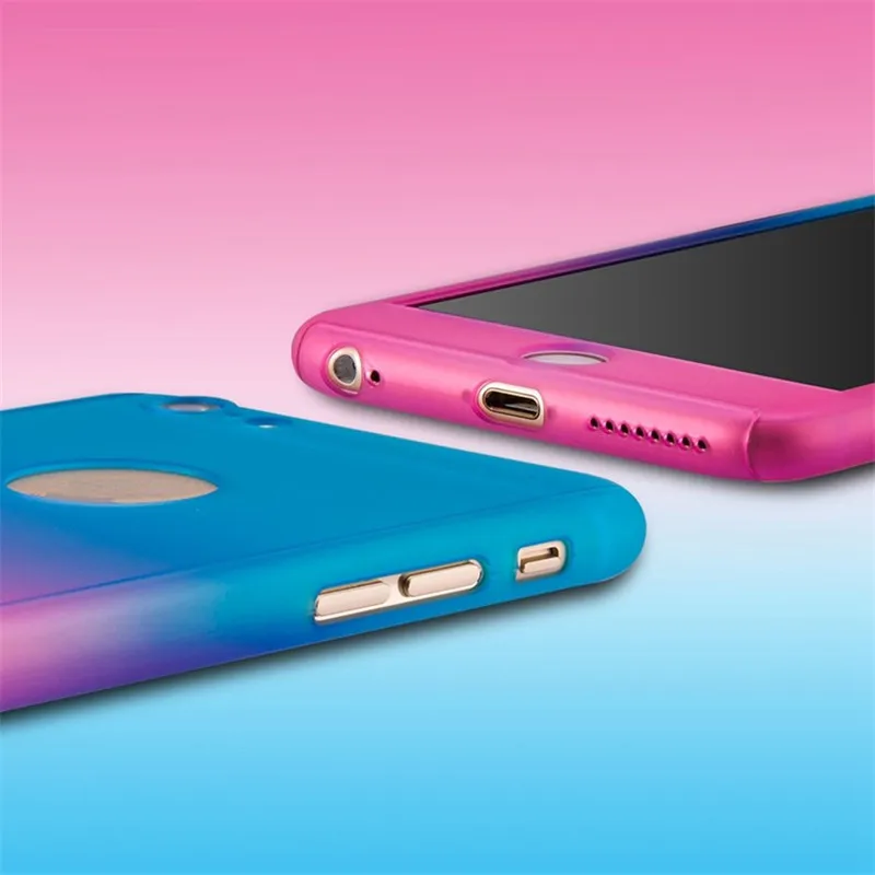 360 градусов полноразмерный защитный Жесткий ПК чехол для iPhone X, 8, 7, 6, 6 S, Plus, 5, 5S SE облегающий чехол градиент Цвет с защитой от царапин и пыли