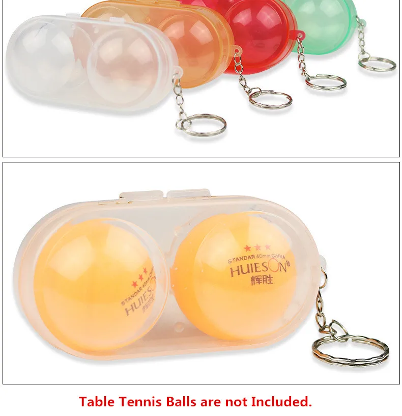 Huieson Table Tennis Ball Container Box Hard Plastic Case Ping Pong Ball Storage Box with Keychain Table Tennis Accessories (3)