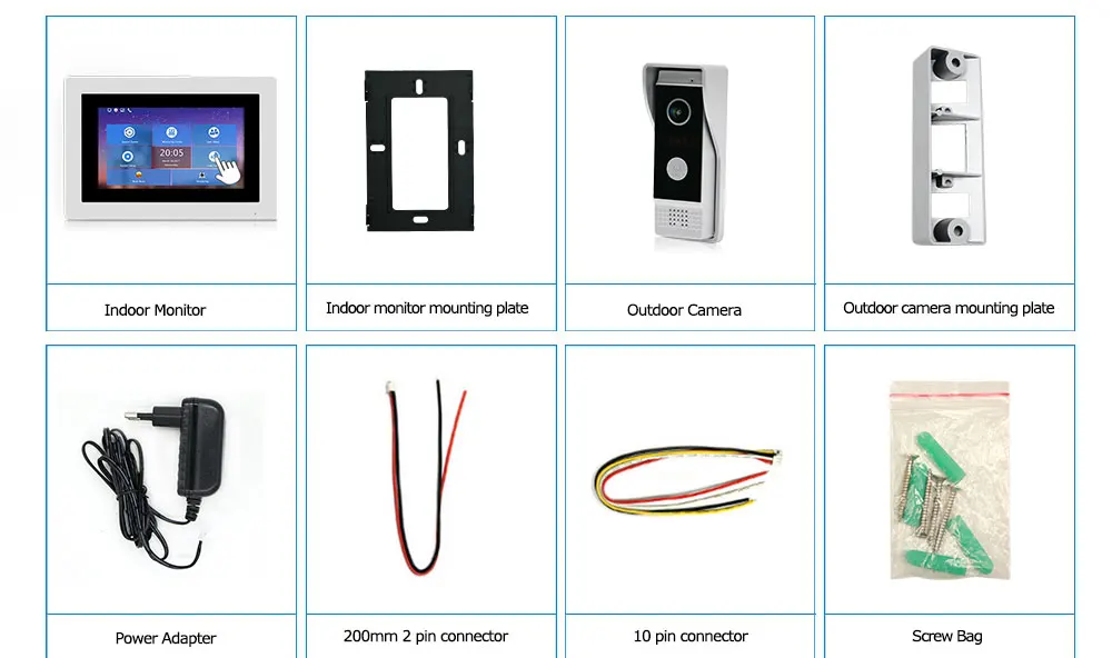 7 ''wifi IP дверной телефон видеодомофон беспроводной дверной звонок Дверной динамик система контроля доступа сенсорный экран Обнаружение движения+ 10 м провод